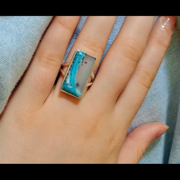 Marine Dendritic Opal Ring - Picture 3 of 4